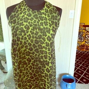 Sexy halter top or mini dress chartreuse animal